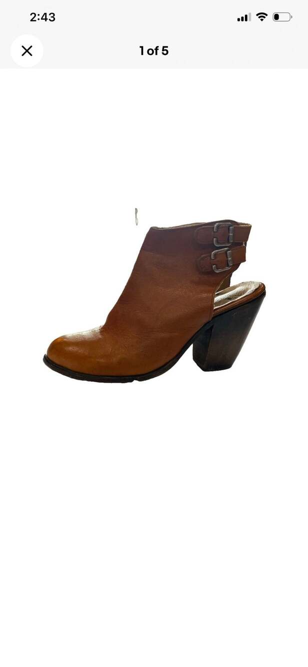 Freebird By Steven Smoke Leather Slingback Clog Bootie Tan